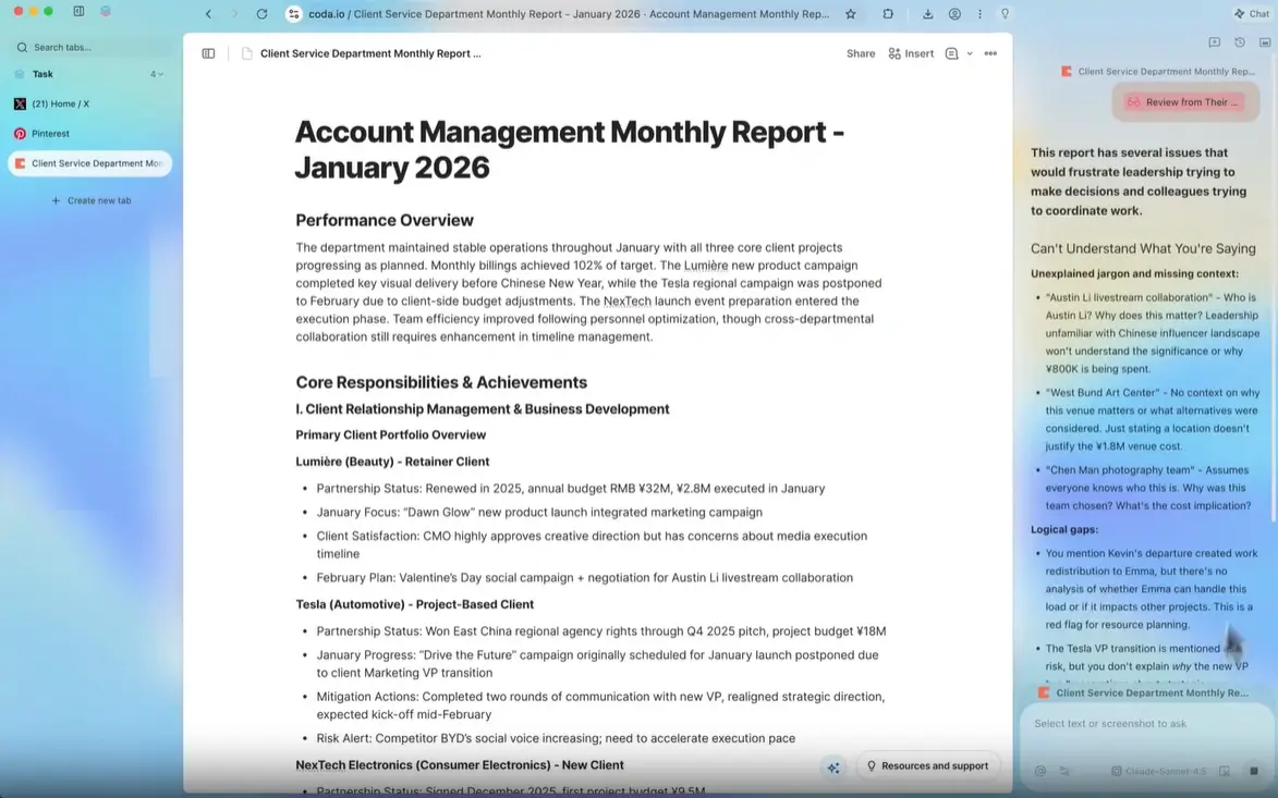 Tabbit Browser AI Features
